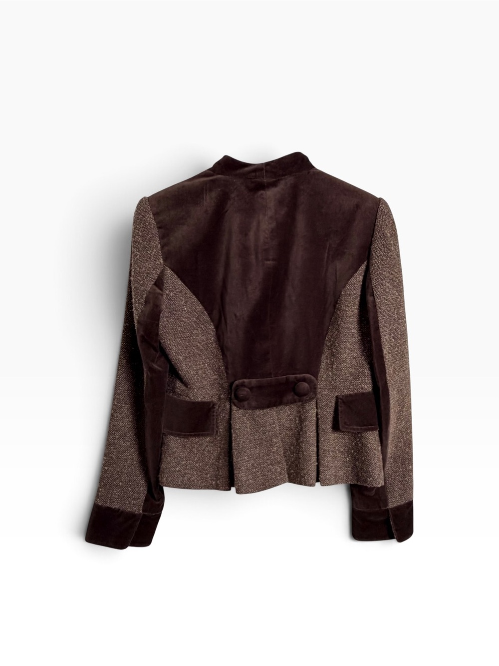 Boston Design Studio Brown Tweed Velvet Blazer 4 Dark Academia Equestrian - Picture 4 of 9